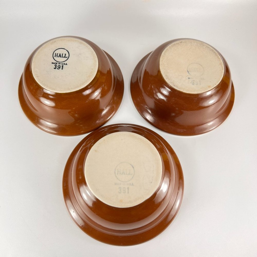 Vtg Hall China USA Ceramic Restaurant Ware Dessert Bowl 391 Lot of 3 - Picture 3 of 9